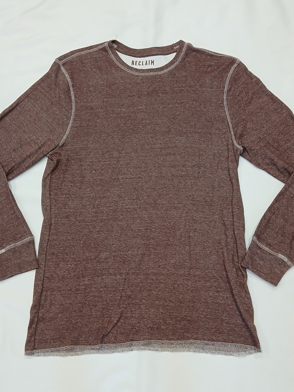 Reclaim Men’s Large Burgundy Needle Long Sleeve Lightweight Thermal 100% Cotton